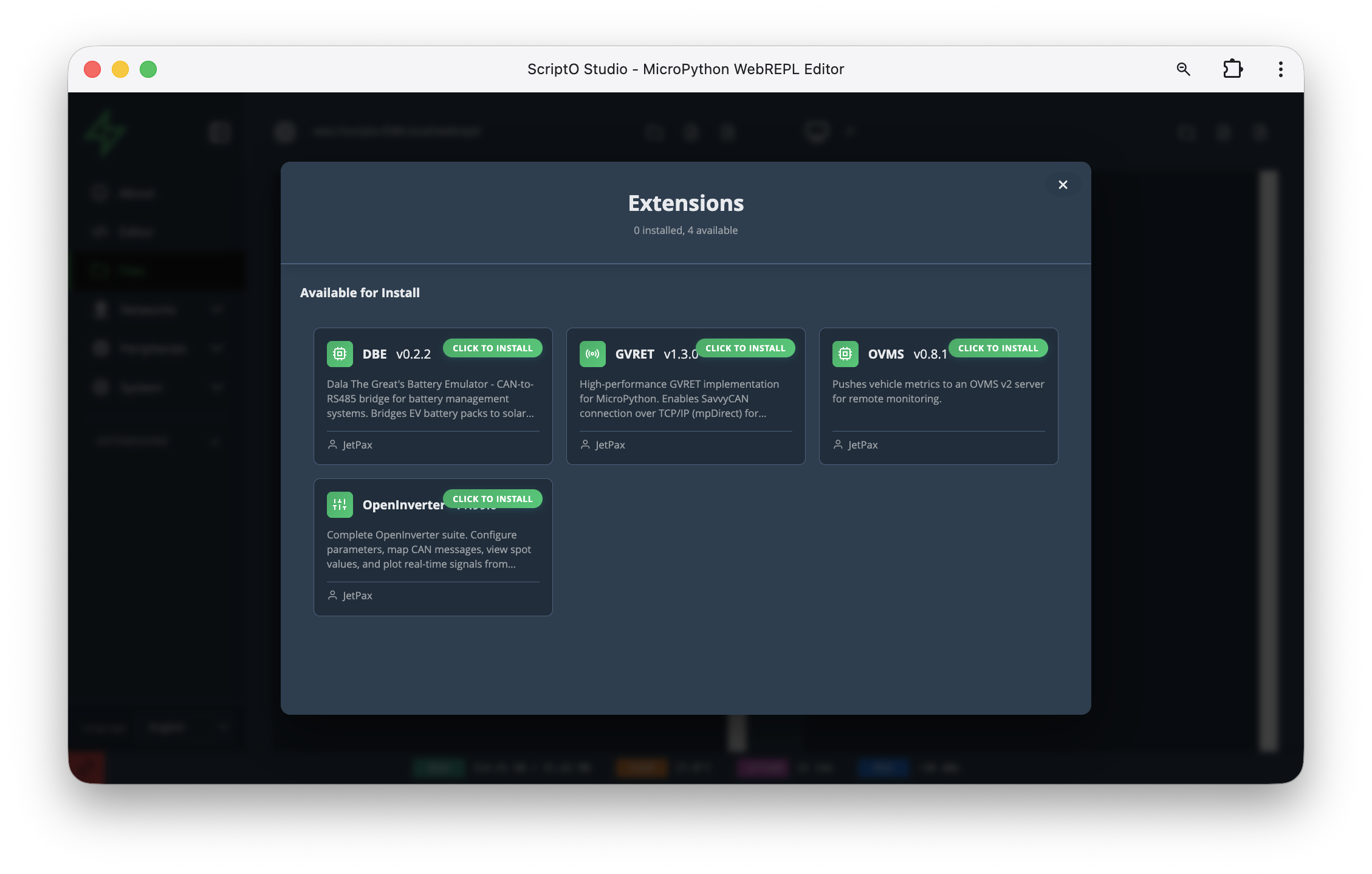 Extensions in ScriptO Studio